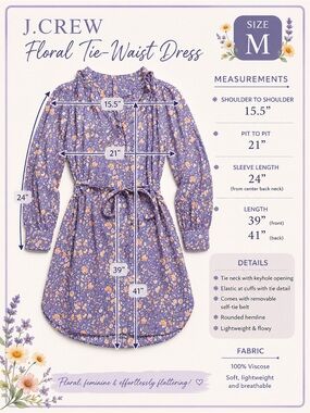 J.Crew Lavender Cotton Voile Floral Tie-Waist - Shirt Dress/Beach Cover-Up